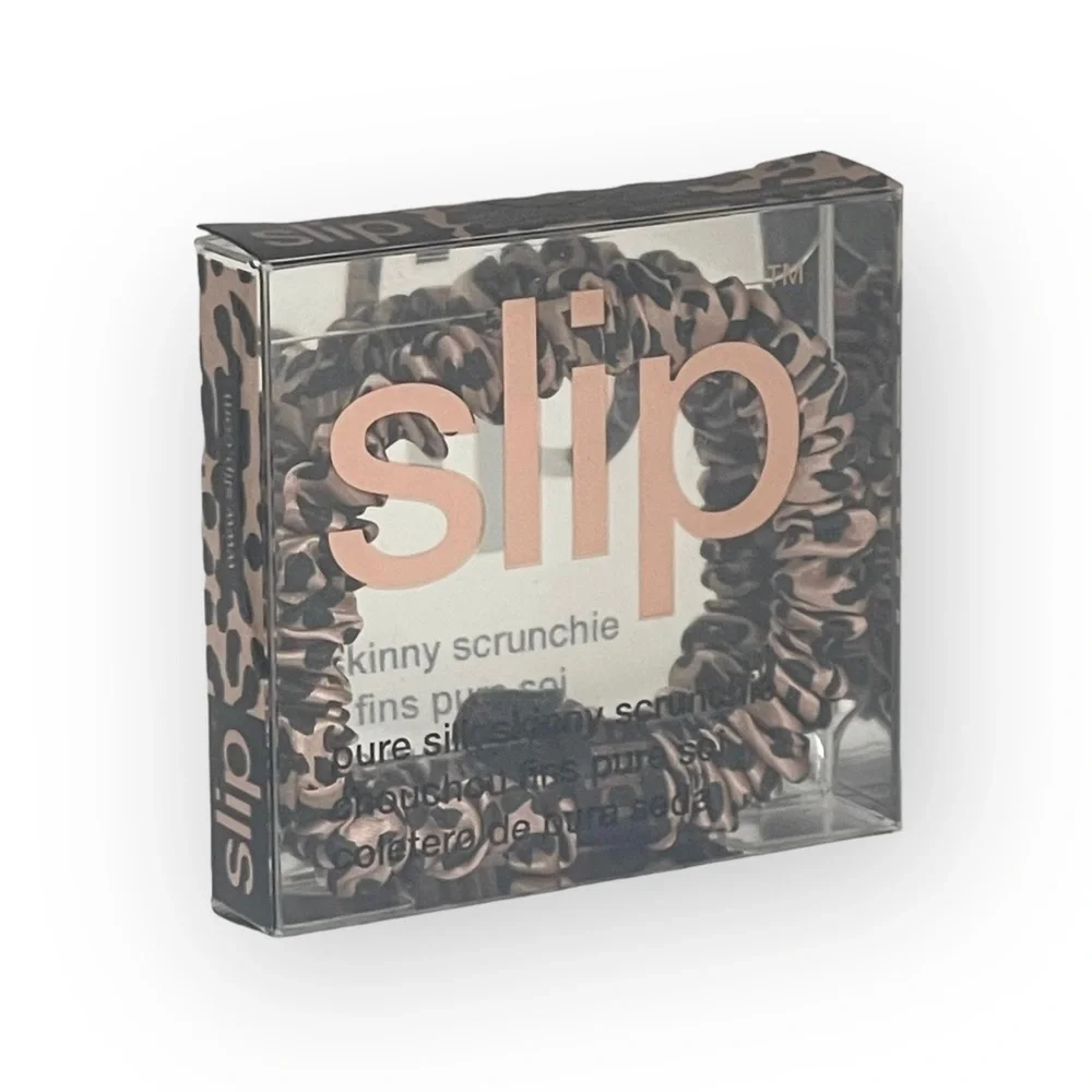 new Slip 𖦹 Skinny Silk Hair Scrunchie 𖦹 Rose Gold Leopard 𖦹 Luxury Gift Box